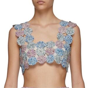 SEA New York Ida print hand-made yo yo cotton tank XS NWT